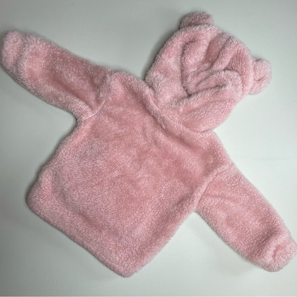 GIRLS PINK SOFT FLEECE HOODIE | 12-18 months - Picture 4 of 5